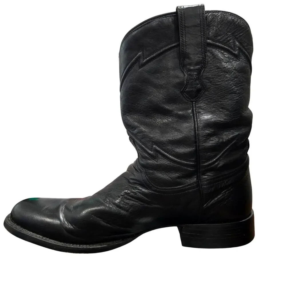 Cuero Handcrafted Black Leather Boots Western Rodeo‎ Cowboy Size 10 D  # C-940